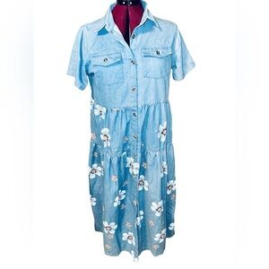 Source Unknown Light Blue Floral Maxi Dress